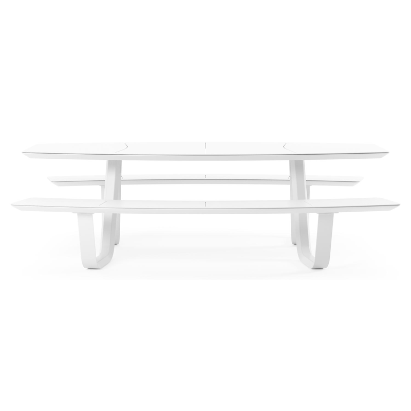 Table de pique-nique Forno forme de bateau en aluminium blanc - Lg. 240 x Lrg. 181 x Haut. 72 cm