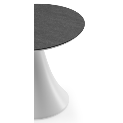 Fano low dining low dining loungetafel rond in wit aluminium en volkeramiek Basalt Black - Dia. 65 x H 55 cm