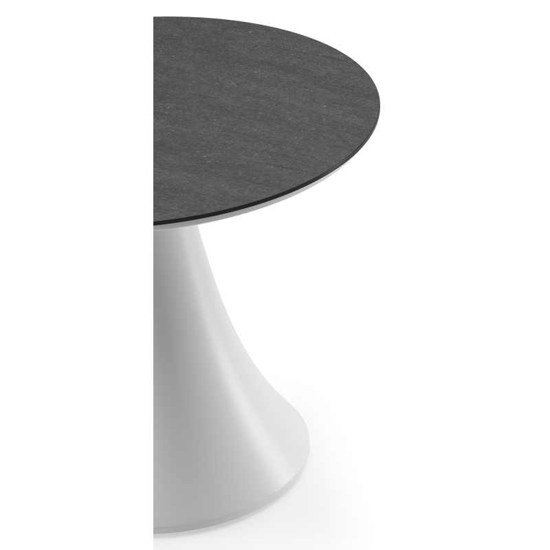 Fano low dining low dining loungetafel rond in wit aluminium en volkeramiek Basalt Black - Dia. 65 x H 55 cm