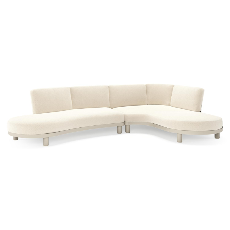 Donato loungehoek in beige aluminium met all weather cosytica Althea Off White kussen