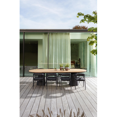 Donato tuintafel in zwart aluminium en teak - L 300 x B 110 x H 75,5 cm