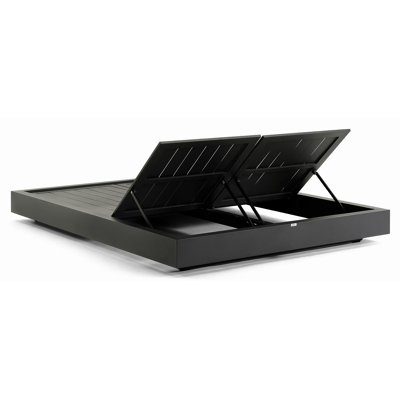 Chaise longue double réglable Como en aluminium noir et coussin en all weather Cosytica althea camel