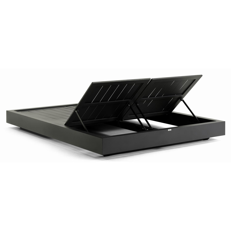 Como verstelbaar dubbel ligbed in zwart aluminium met tundra charcoal all weather Sunbrella® luxe kussen