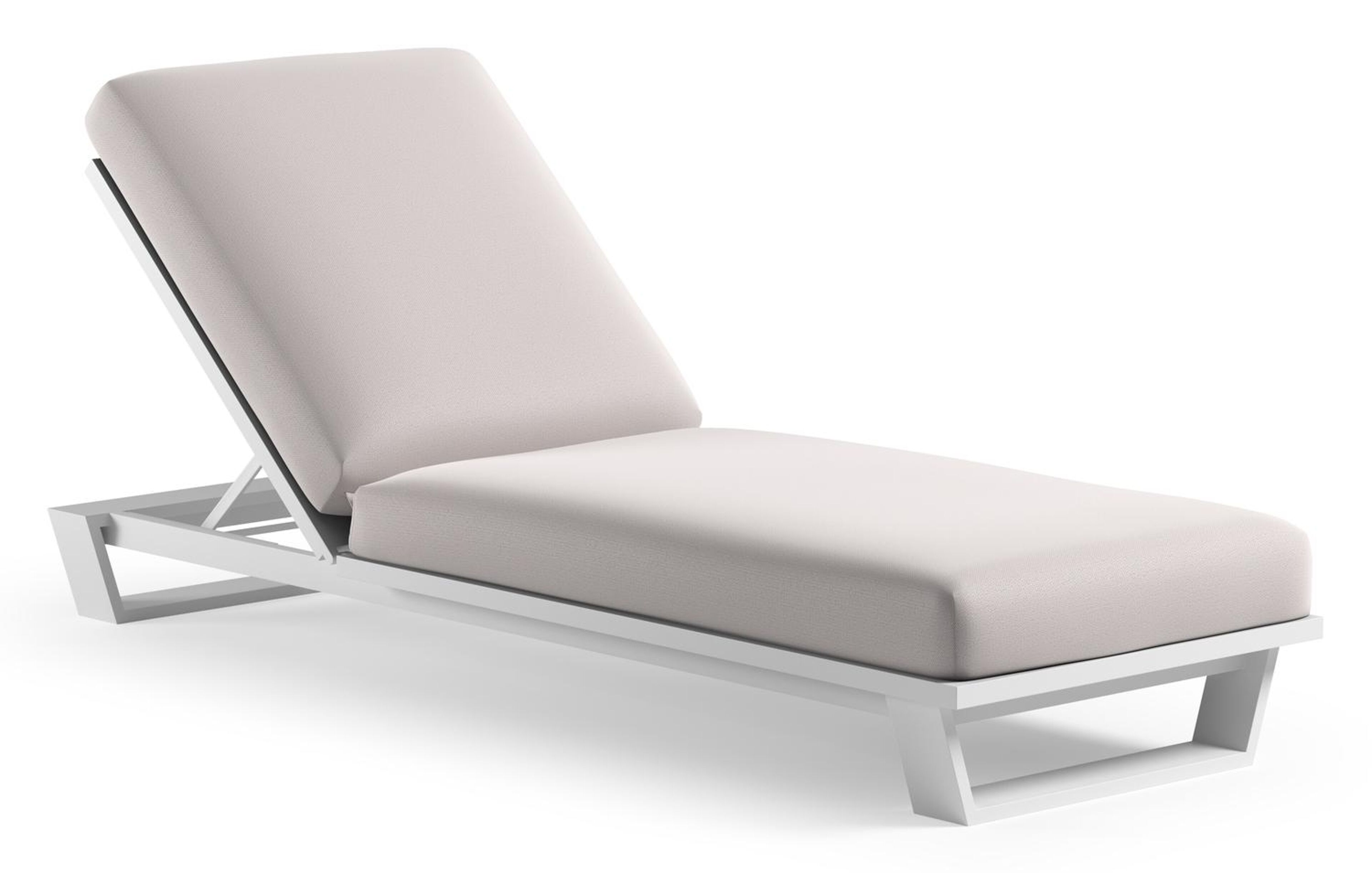 Pagino verstelbaar ligbed in wit aluminium met savane whisper all weather Sunbrella® luxe kussen