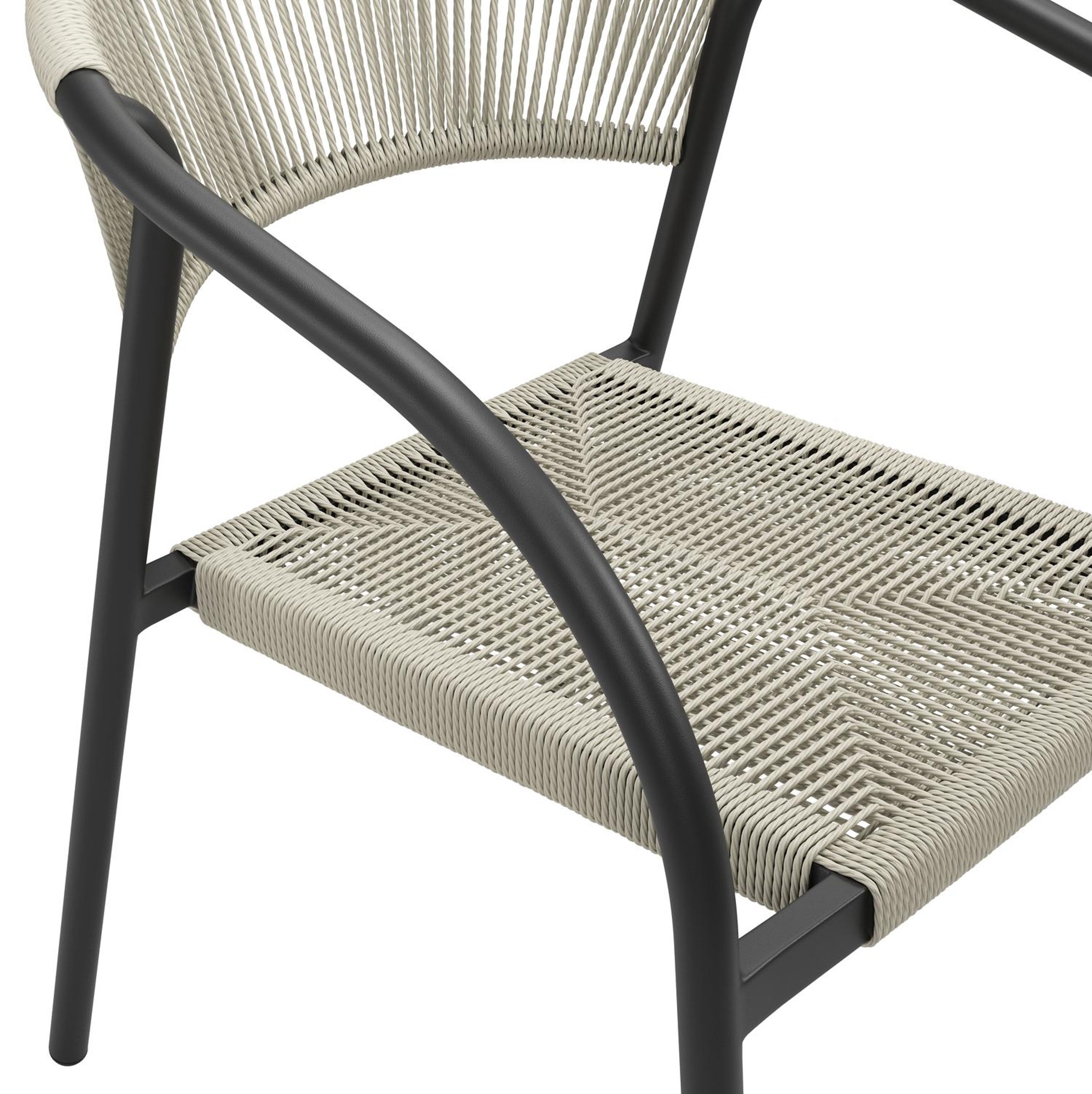 Bahia tuinset in zwart aluminium met 6 stapelbare Melo tuinstoelen