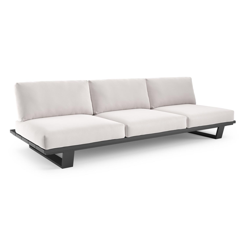 Pagino loungebank in zwart aluminium met savane whisper all weather sunbrella® luxe kussen