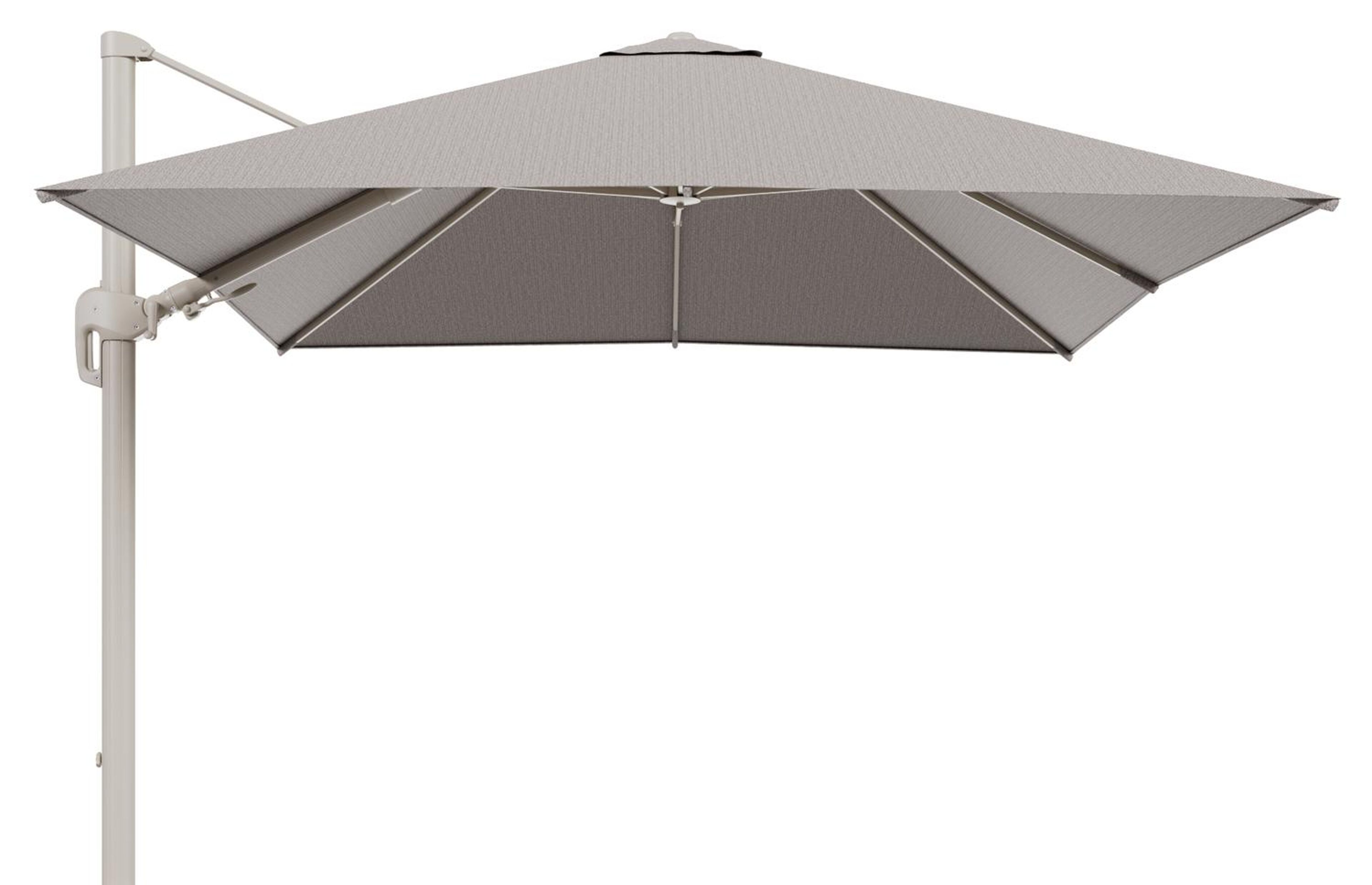 Rufina zweefparasol tiltfunctie in beige aluminium en parasoldoek in All Weather Sunbrella® Luxe Wander Granite  - L1 300 x L2 300 cm (zonder voet) (zonder voet)