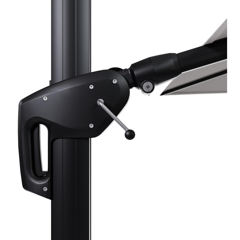 Parasol pendant Minore avec fonction tilt en aluminium noir et toile de parasol en All Weather Solica Ego Eggshell  - Lg.1: 350 x Lg.2: 350 cm (sans pied de parasol