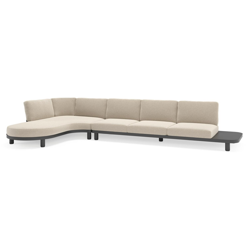 Salon de jardin d'angle Donato en aluminium noir et coussins en all weather cosytica Catania Sand