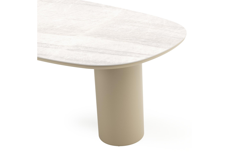 Amico tuintafel bombo in beige aluminium en volkeramiek Taj Mahal - L 210 x B 110 x H 73.5 cm