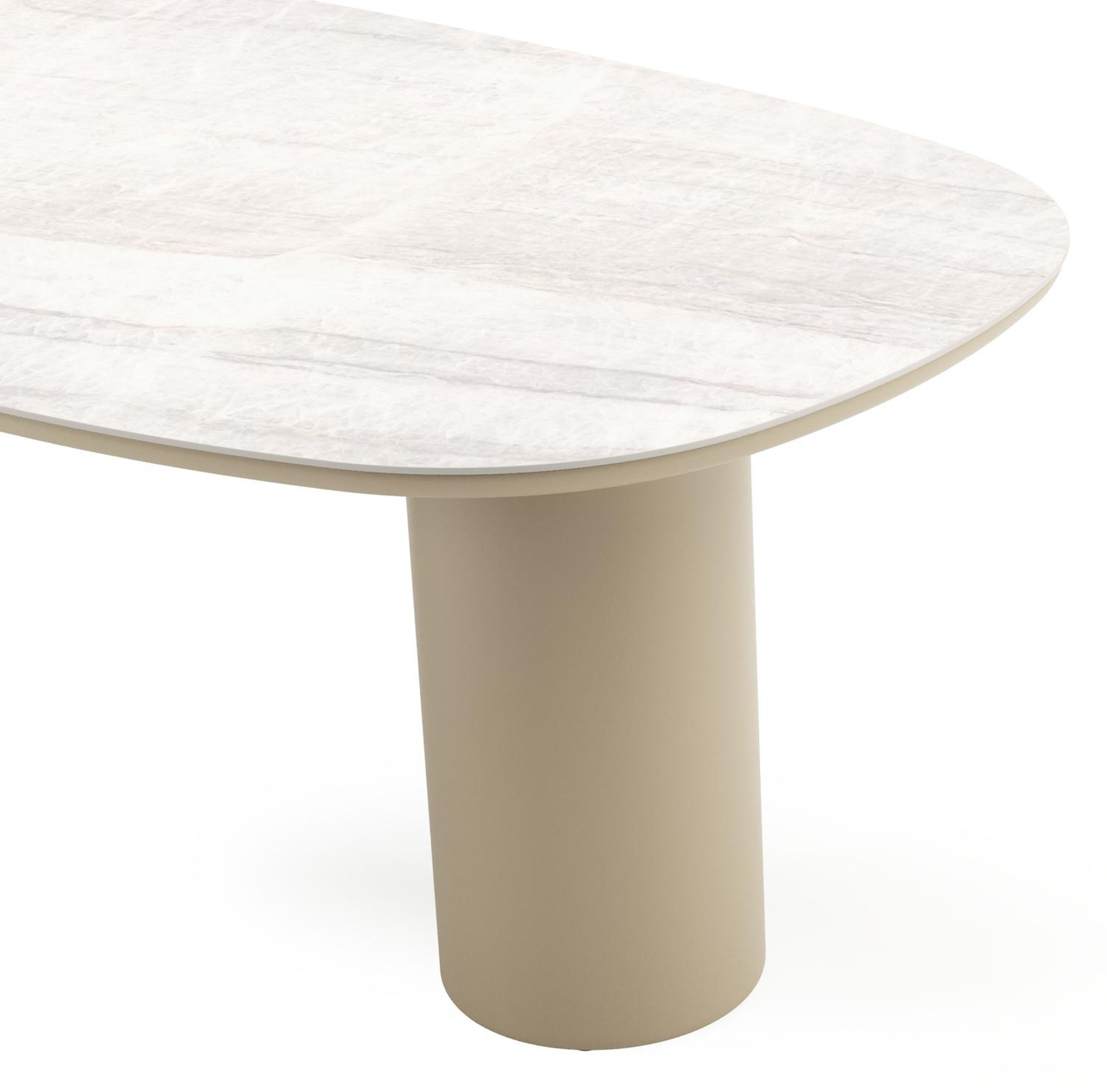 Amico tuintafel bombo in beige aluminium en volkeramiek Taj Mahal - L 210 x B 110 x H 73.5 cm