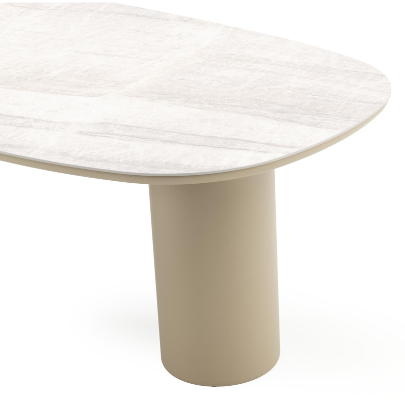 Amico tuintafel bombo in beige aluminium en volkeramiek Taj Mahal - L 210 x B 110 x H 73.5 cm