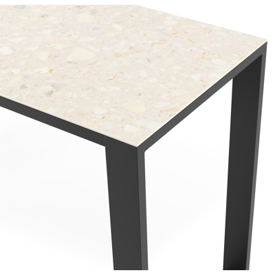 Verato bartafel in zwart aluminium en volkeramiek Retrostone - L 170 x B 70 x H 105 cm