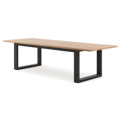 Portorivo tuintafel rechthoekig in zwart aluminium en teak - L 300 x B 107 x H 78 cm