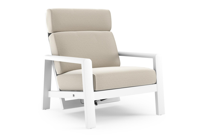 Cosenzo loungestoel 1-zit in wit aluminium met lopi marble all weather sunbrella® luxe kussen