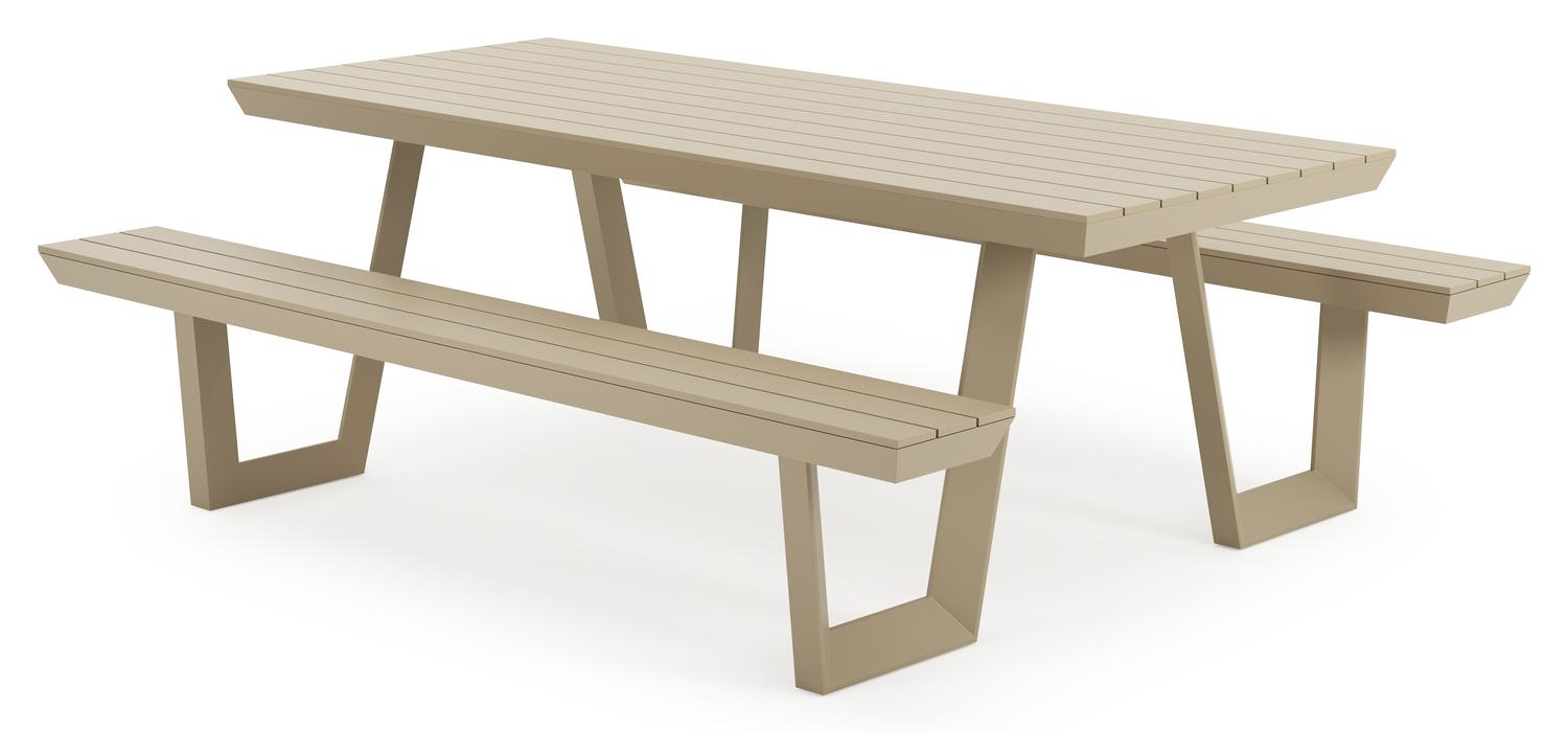 Altura picknicktafel rond in beige aluminium - L 220 x B 174 x H 74.5 cm