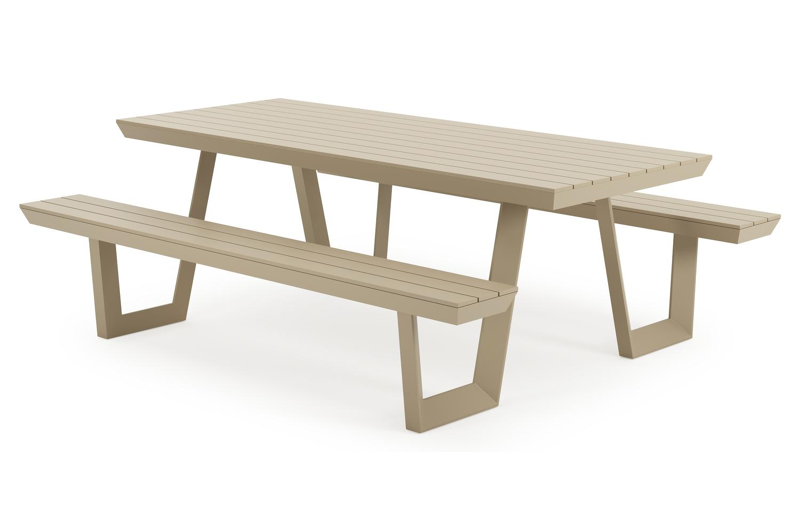 Altura picknicktafel rond in beige aluminium - L 220 x B 174 x H 74.5 cm