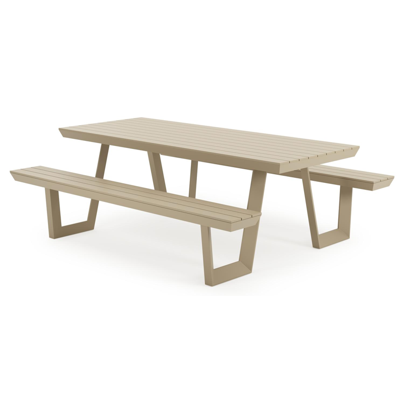 Altura picknicktafel rond in beige aluminium - L 220 x B 174 x H 74.5 cm
