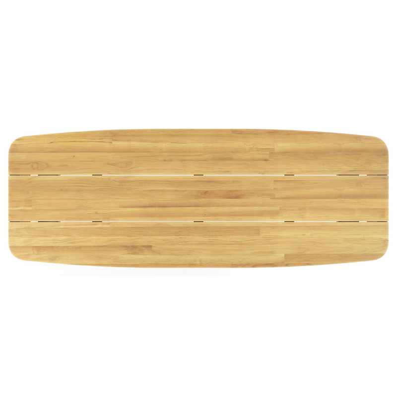 Lacirma tuintafel bootvorm in beige aluminium en teak L 315 x B 115 x H 73 cm x H 73 cm