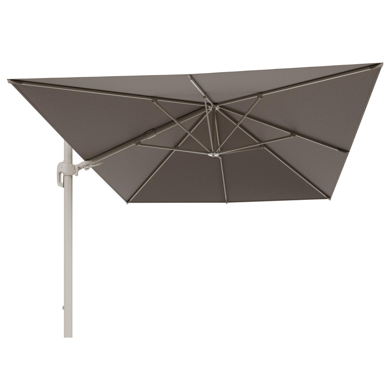 Parasol pendant Rufina avec fonction tilt en aluminium beige et toile de parasol en All Weather Solica Firenze Earth - Lg.1 400 x Lg.2 300 cm (sans pied de parasol