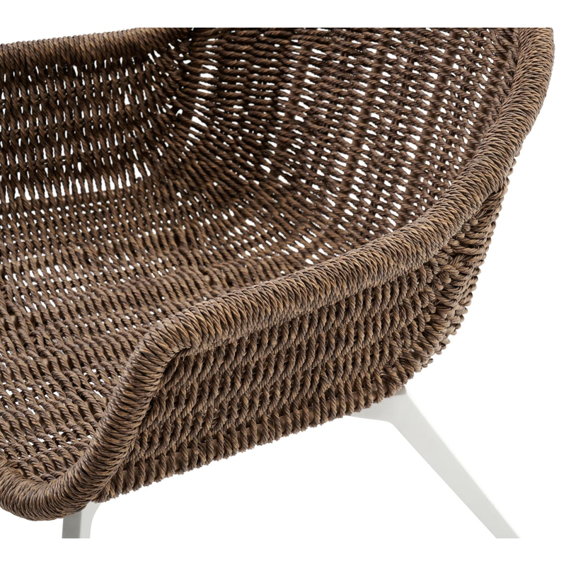 Pagino loungezetel 1-zit in wit aluminium en bruin wicker