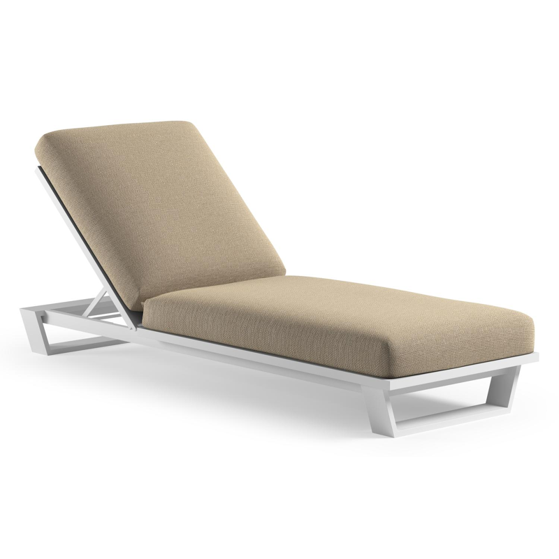 Pagino verstelbaar ligbed in wit aluminium met althea camel all weather Cosytica kussen