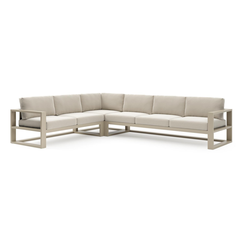 Verato loungehoek in beige aluminium met lopi marble all weather sunbrella® luxe kussen