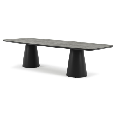 Donato tuintafel in zwart aluminium en volkeramiek aspen grey - L 315 x B 115 x H 74 cm