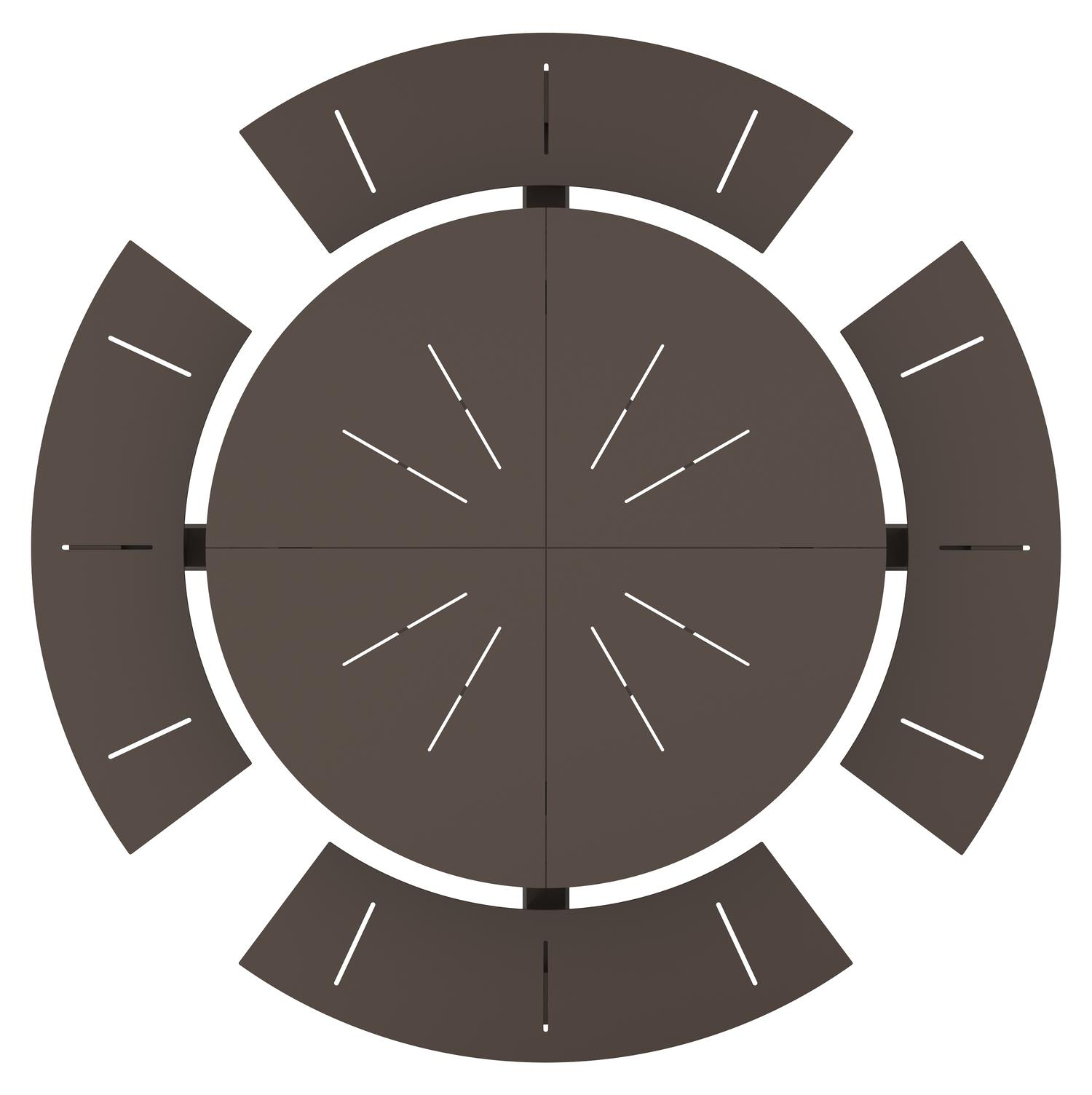 Rondino picknicktafel in donkerbruin aluminium - Dia. 236 x H 71.5 cm