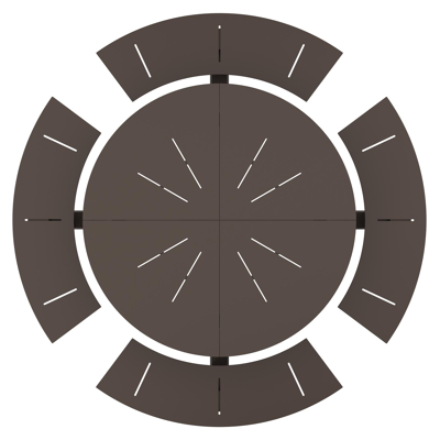 Rondino picknicktafel in donkerbruin aluminium - Dia. 236 x H 71.5 cm