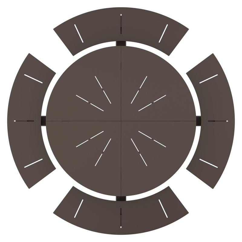 Rondino picknicktafel in donkerbruin aluminium - Dia. 236 x H 71.5 cm