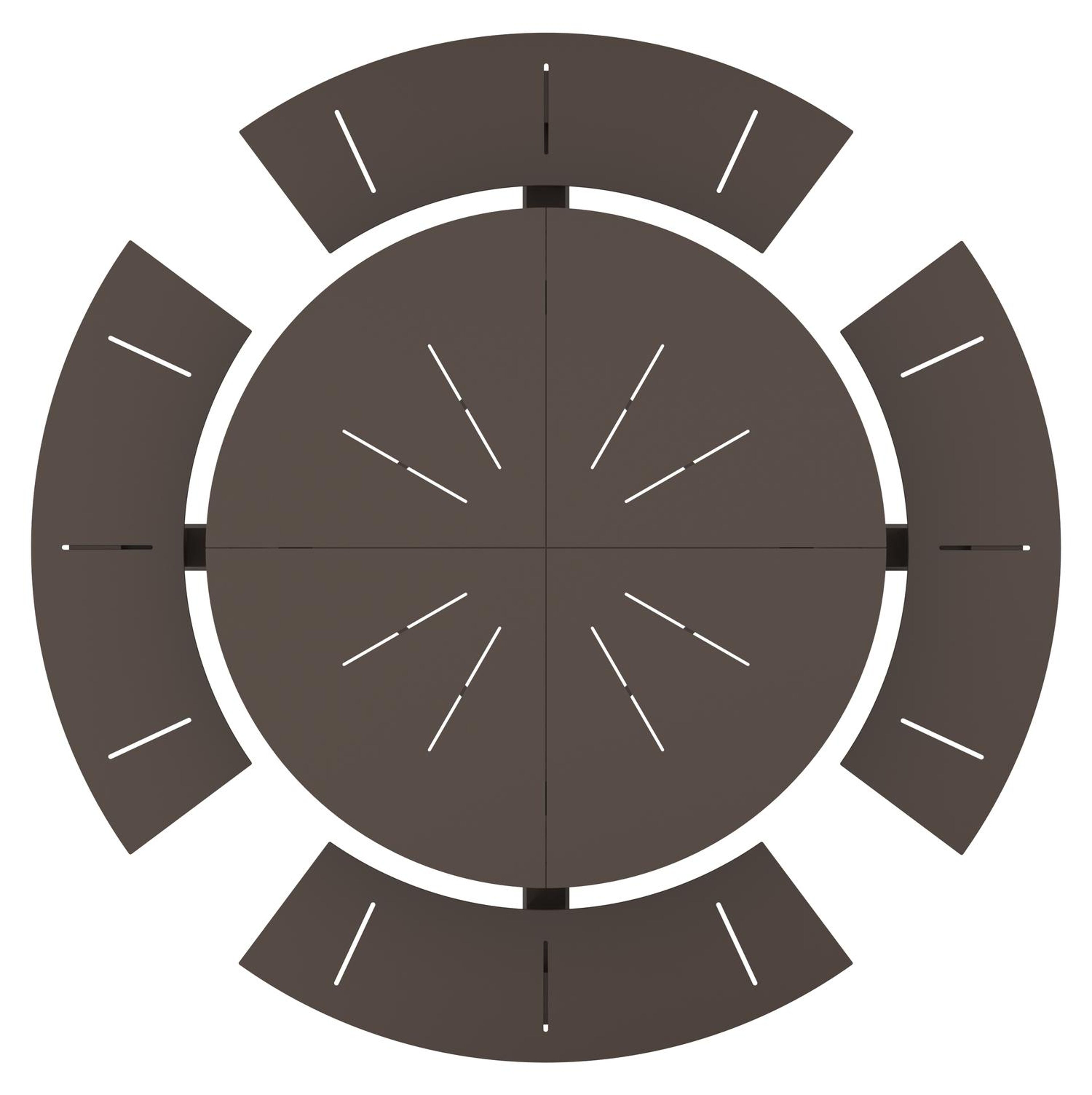 Rondino picknicktafel in donkerbruin aluminium - Dia. 236 x H 71.5 cm