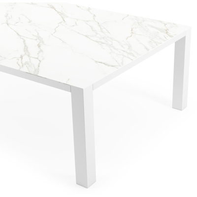 Nano tuintafel in wit aluminium en volkeramiek calacatta - L 240 x B 148 x H 75 cm