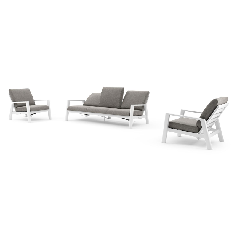 Cirello loungeset in wit aluminium met chartres drizzle all weather sunbrella® luxe kussen