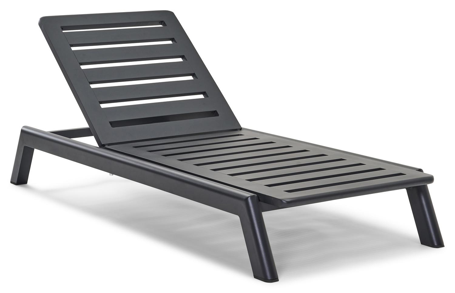 Cirello verstelbaar ligbed met pompsysteem in zwart aluminium met natte sooty all weather Sunbrella® luxe kussen