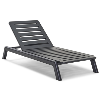 Cirello verstelbaar ligbed met pompsysteem in zwart aluminium met lopi shadow all weather sunbrella® luxe kussen