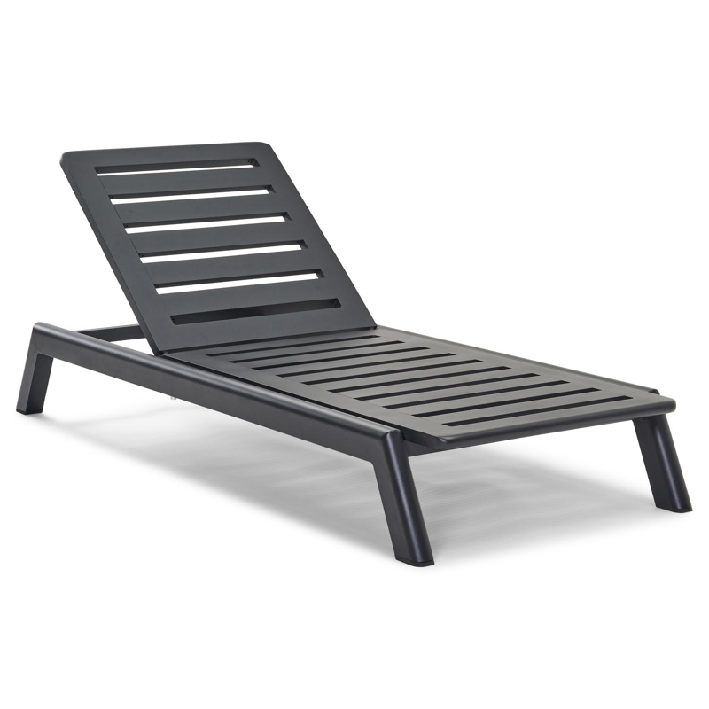 Cirello verstelbaar ligbed met pompsysteem in zwart aluminium met natte sooty all weather Sunbrella® luxe kussen