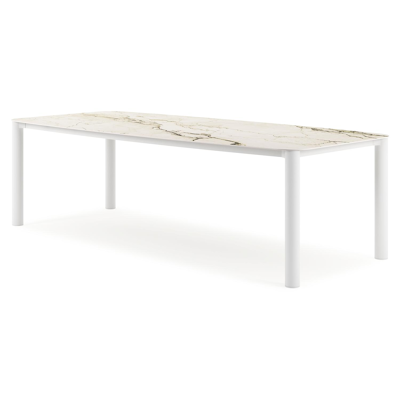 Orso tuintafel bootvorm in wit aluminium en volkeramiek colorado dunes - L 255 x B 115 x H 75 cm