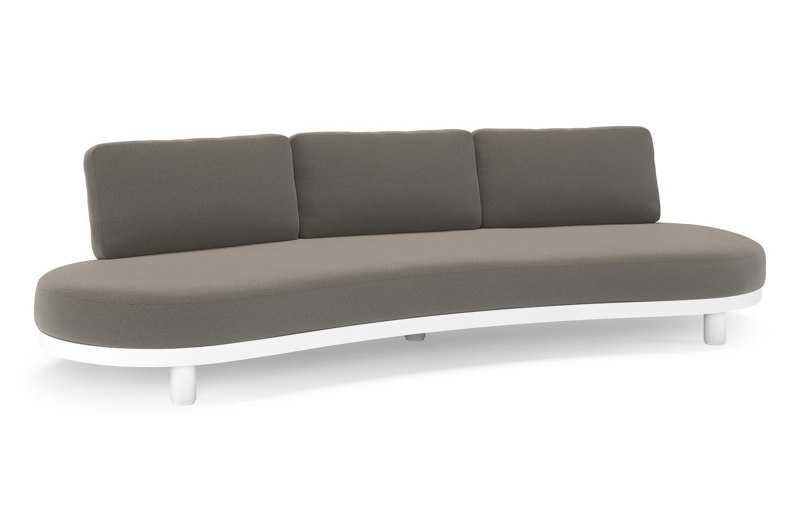 Canapé de jardin Donato en aluminium blanc et coussins en all weather sunbrella® luxe Natte Dark Taupe