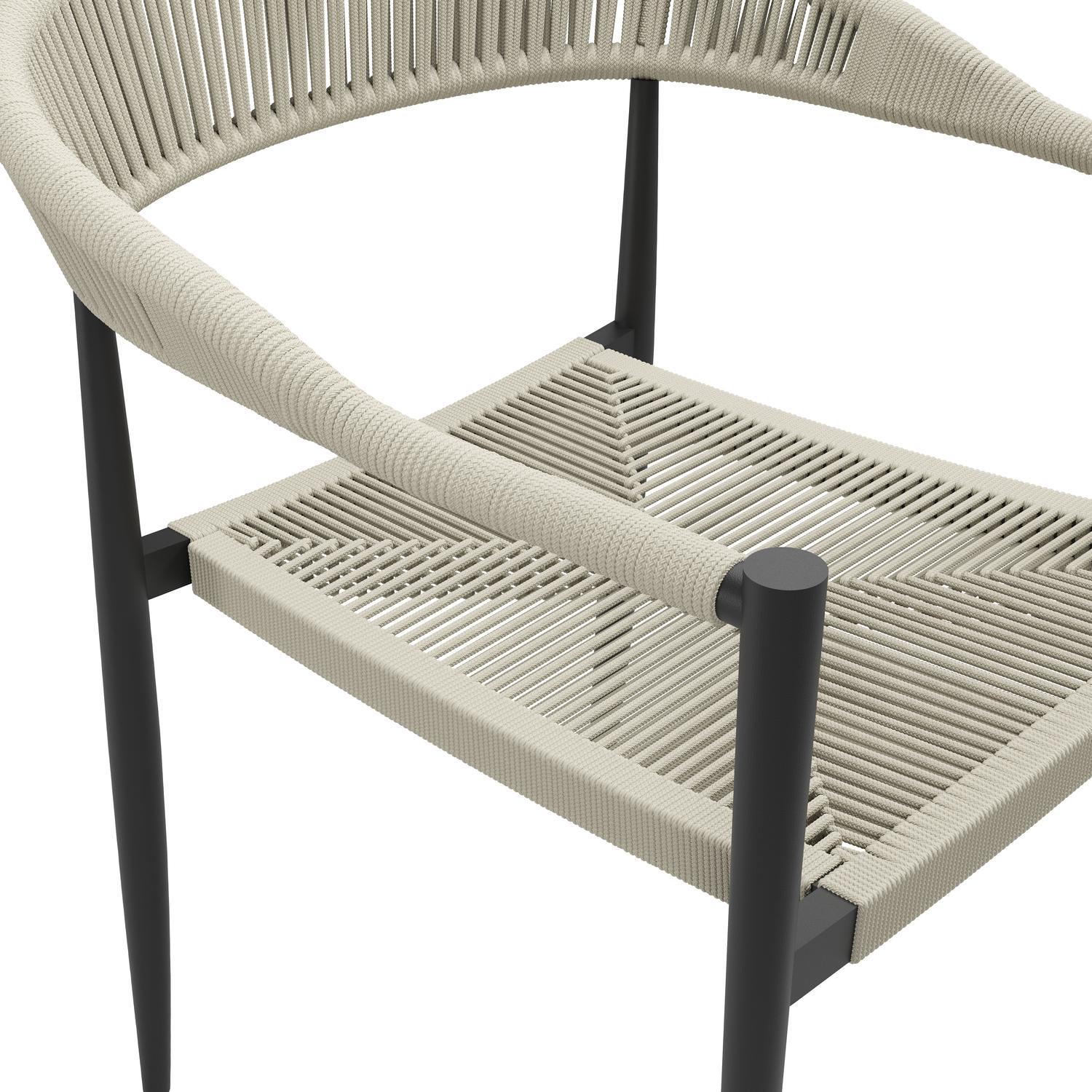 Ensemble de jardin Calzo en aluminium noir et polywood avec 6 chaises de jardin empilable Guarda