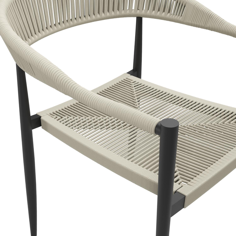 Chaise de jardin Guarda en aluminium noir et corde