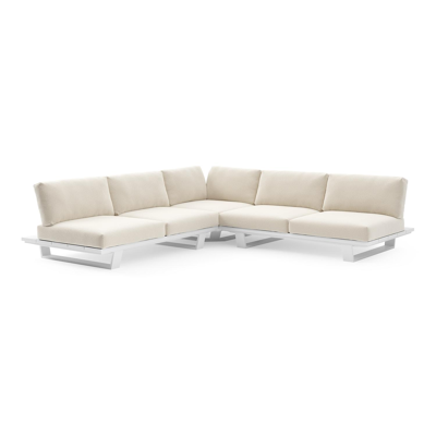 Pagino loungehoek in wit aluminium met althea off white all weather cosytica kussen