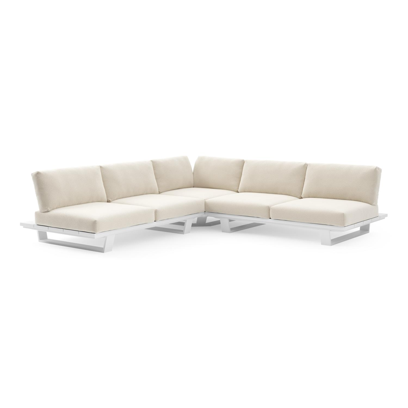 Pagino loungehoek in wit aluminium met althea off white all weather cosytica kussen