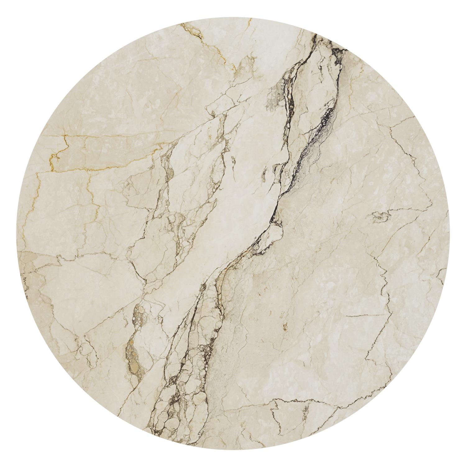 Table de basse Amico ronde en aluminium beige et céramique pleine Colorado Dunes - Diam. 110 x Haut. 28 cm