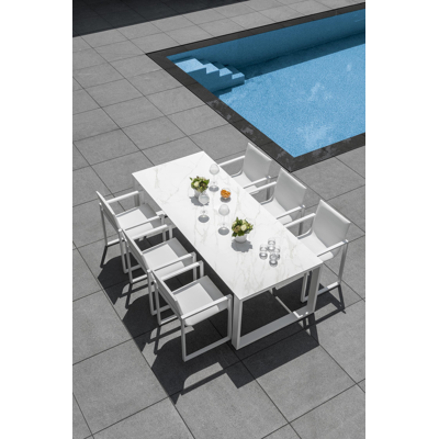 Verato tuinstoel in wit aluminium en wit comfort textilene