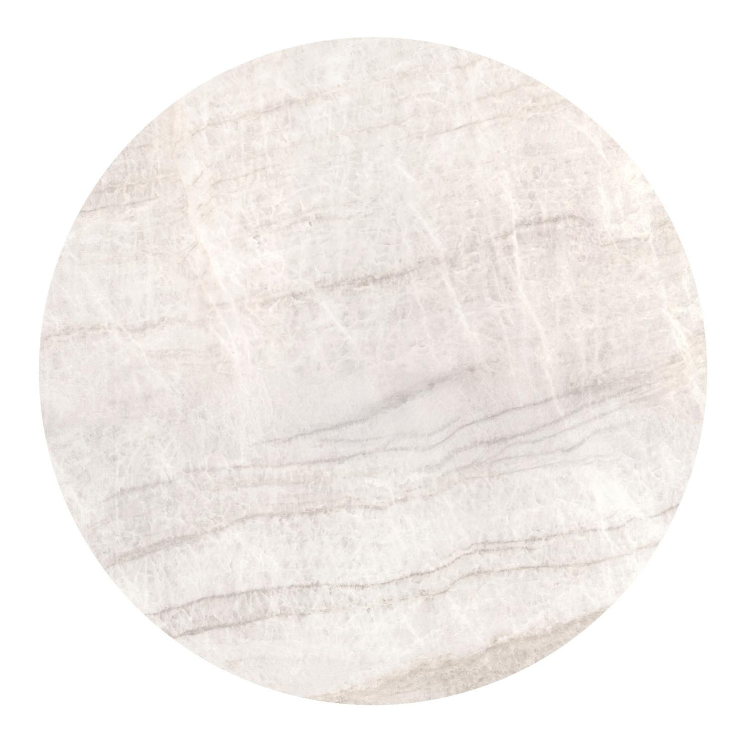 Table de jardin Fano ronde en aluminium blanc et céramique pleine Taj Mahal - Diam. 130 x Haut. 74 cm