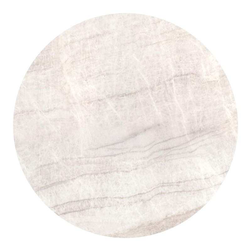 Table de jardin Fano ronde en aluminium blanc et céramique pleine Taj Mahal - Diam. 130 x Haut. 74 cm