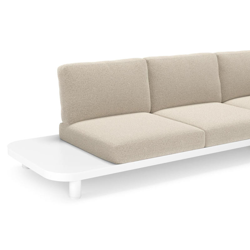 Salon de jardin d'angle Donato en aluminium blanc et coussins en All Weather Cosytica Catania Sand