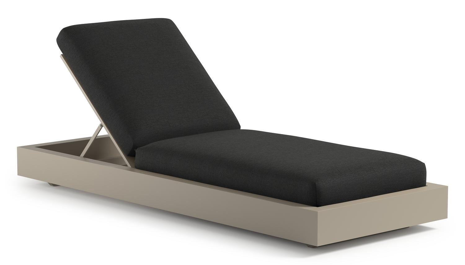 Como verstelbaar ligbed in beige aluminium met chartres sooty all weather sunbrella® luxe