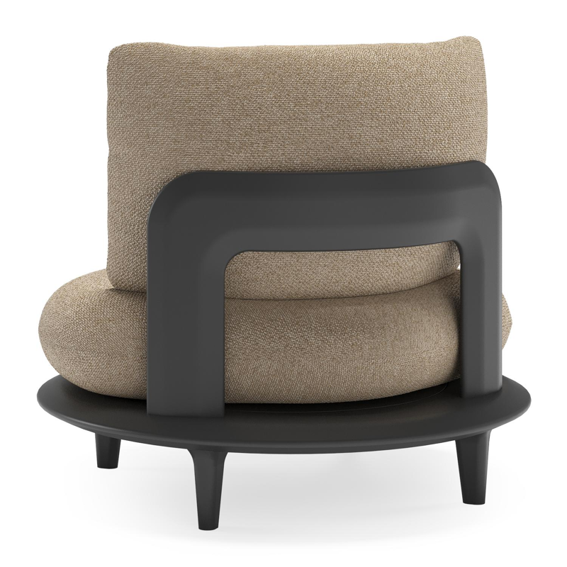 Bomero loungestoel in zwart aluminium met madagascar oak all weather cosytica kussen